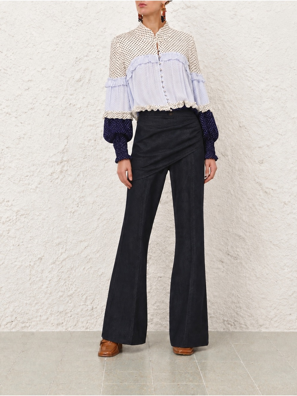Zimmermann Ruffled Patchwork Top